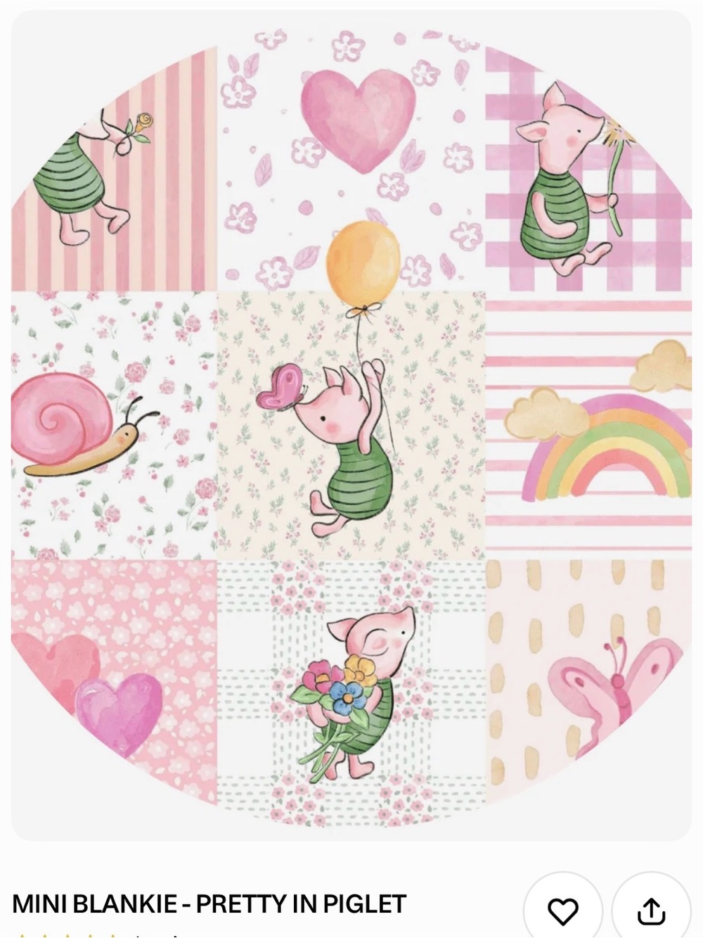 Sleepy Sloth PRETTY IN PIGLET Mini Blankie